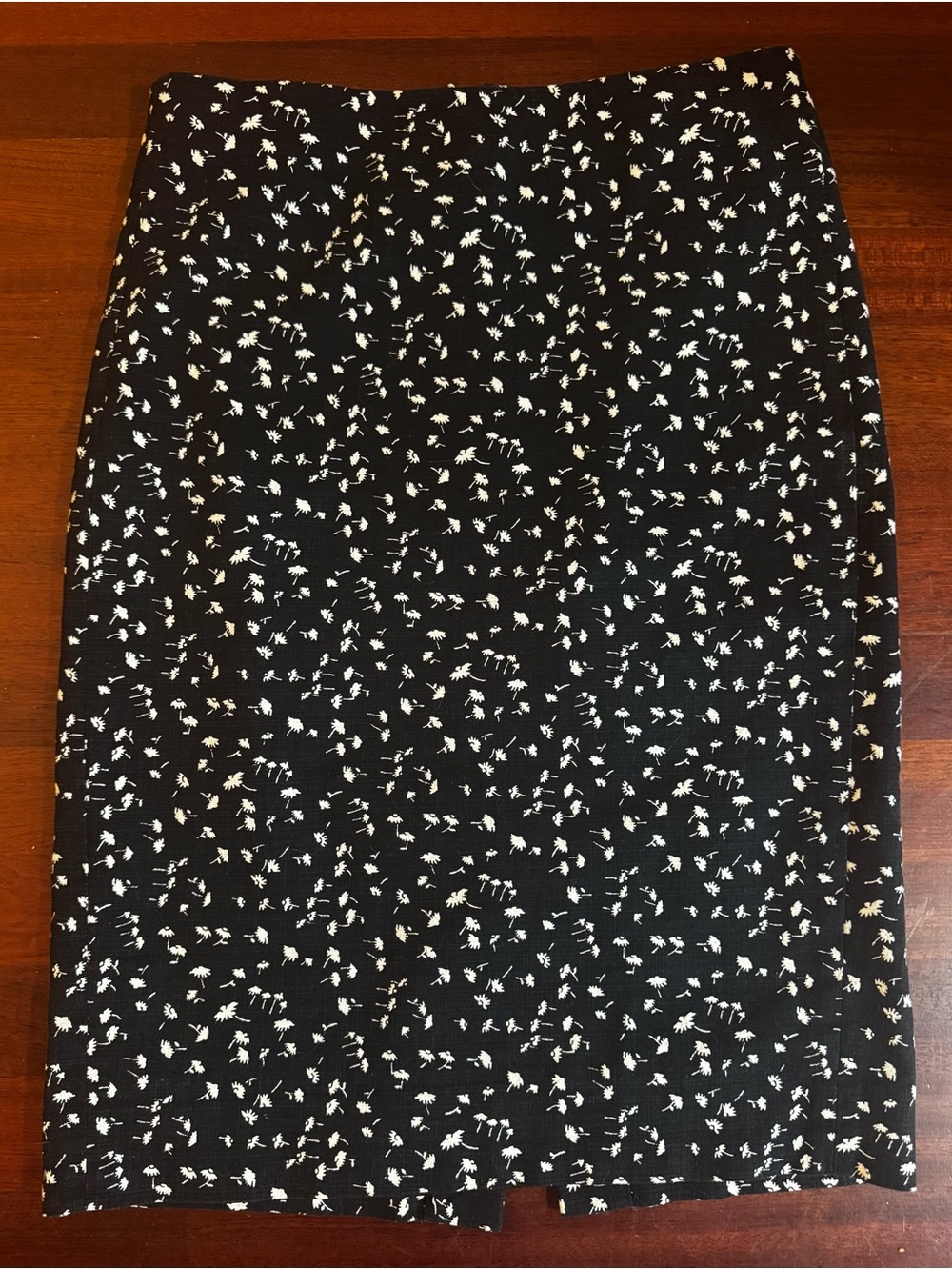 J. Crew Black Pencil Skirt with White Floral Motif